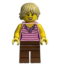 Bright Pink Torso, Dark Red Legs, Tan Hair (fig-013648)