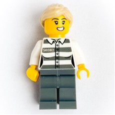 Helen Heist - Criminal, Prison Shirt with #50382, Dark Bluish Gray Legs, Tan Hair (fig-013699)