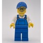 Man, Blue Overalls, Blue Cap