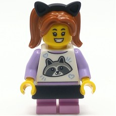 Girl, Raccoon Shirt, Bright Pink Legs, Black Skirt and Cat Ears (fig-013944)