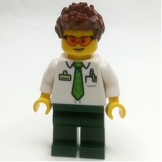 Man, White Shirt, Dark Green Legs, Orange Glasses (fig-013949)