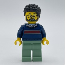 Man, Dark Blue Sweater, Sand Green Legs, Beard and Glasses (fig-013955)