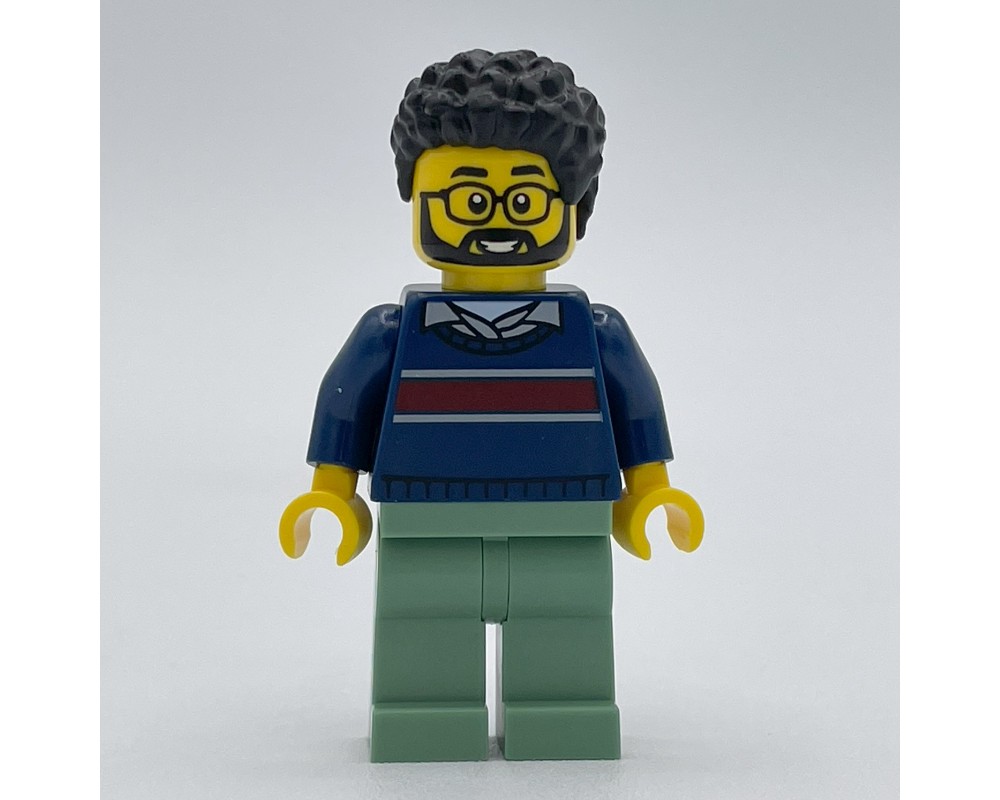LEGO Set fig-013955 Man, Dark Blue Sweater, Sand Green Legs, Beard and ...
