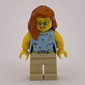 Woman, Bright Light Blue Torso, Tan Legs, Dark Orange Hair