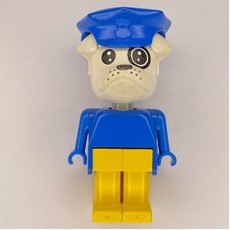 Boris Bulldog, White Head, Blue Torso, Yellow Legs, Blue Police Hat (fig-014133)