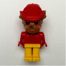Bertie Bulldog, Brown Head, Red Torso, Yellow Legs, Red Fire Helmet (fig-014135)