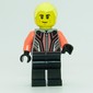 Race Driver - Flat Silver Torso, Coral Arms, Black Legs, Bright Light Yellow Hair