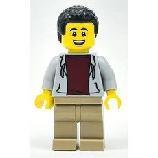 Light Bluish Grey Torso, Dark Tan Legs, Black Hair (fig-014235)