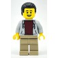 Light Bluish Grey Torso, Dark Tan Legs, Black Hair