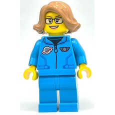 Astronaut, Female, Dark Azure Jump Suit, Medium Nougat Hair (fig-014237)