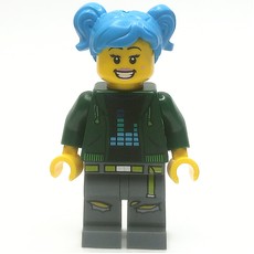 Dark Green Torso, Dark Bluish Grey Legs, Dark Azure Hair (fig-014240)