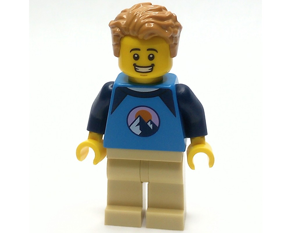 LEGO Set fig-014243 Dark Azure Torso, Tan Legs, Medium Nougat Hair ...