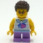 Kid - White Torso, Medium Lavender Legs, Dark Brown Hair