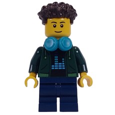 Dark Green Torso, Dark Blue Medium Legs, Dark Brown Hair, Dark Turquoise Headphones (fig-014278)