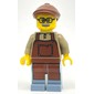 Man, Dark Tan Shirt with Reddish Brown Apron, Glasses and Moustache, Reddish Brown Hat