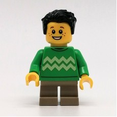 Kid - Bright Green Torso, Dark Tan Legs, Black Hair (fig-014422)