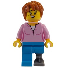 Bright Pink Torso, Dark Azure Legs, Prosthetic Leg, Dark Orange Hair (fig-014462)