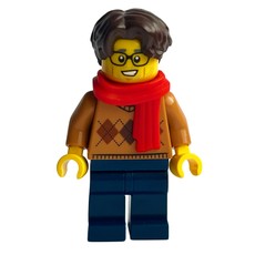 Medium Nougat Torso, Dark Blue Legs, Dark Brown Hair, Red Scarf (fig-014484)