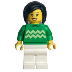 Bright Green Torso, White Legs, Black Hair (fig-014496)