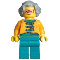 Bright Light Orange Torso, Dark Turquoise Legs, Light Bluish Grey Hair, Glasses (fig-014501)