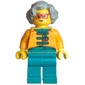 Bright Light Orange Torso, Dark Turquoise Legs, Light Bluish Grey Hair, Glasses