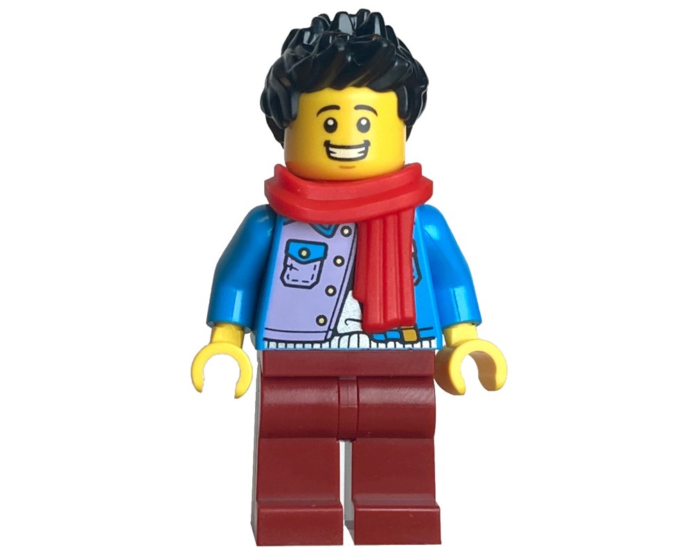 LEGO Set fig-014506 Dark Azure Torso, Dark Red Legs, Black Hair ...