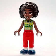 Aliya - Lime and Bright Green Tartan Shirt, Red Pants (fig-014640)