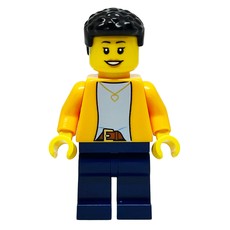 Bright Orange Torso, Dark Blue Legs, Black Hair, Hearing Aid (fig-014678)