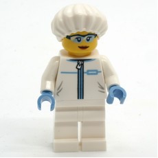 Forensic Detective, White LAb Suit, White Cap (fig-014693)