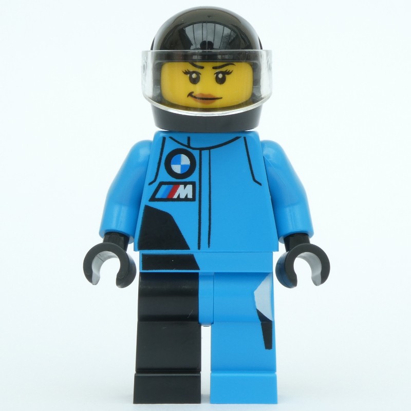 LEGO Set fig-014817 Race Driver - Dark Azure Racing Suit, Black Helmet ...