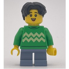 Kid, Bright Green Torso, Sand Blue Legs, Black Hair (fig-014830)