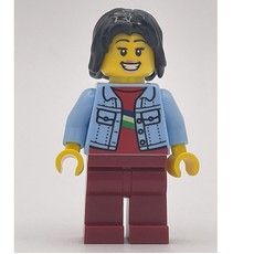 Bright Light Blue Torso, Dark Red Legs, Black Hair (fig-014831)