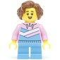Kid, Bright Pink Torso, Bright Light Blue Legs, Reddish Brown Hair