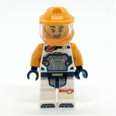 Astronaut, White Spacesuit, Bright Light Orange Armor Helmet (fig-014995)