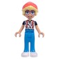 Olly - White Shirt, Dark Azure Legs, Coral Beany