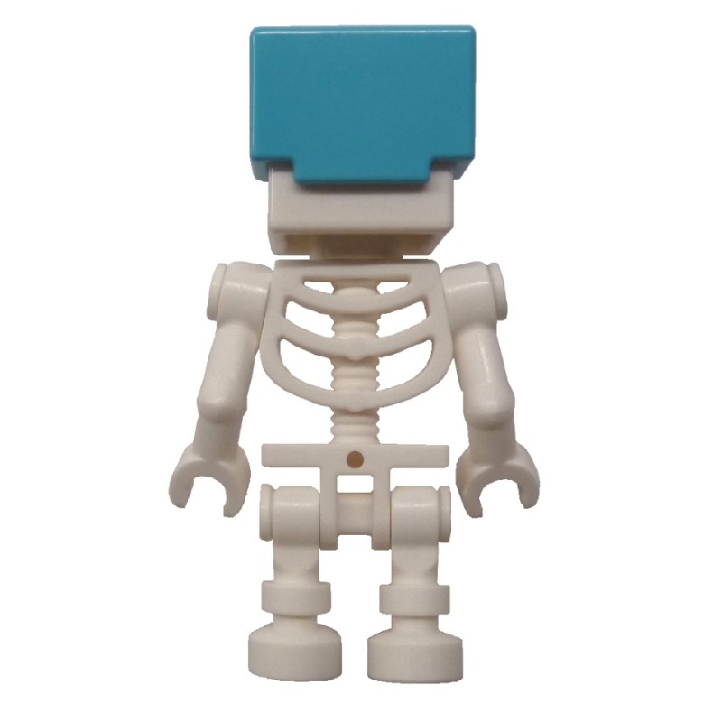 LEGO Set fig-015081 Skeleton, Square Skull, Medium Azure Helmet (78132 ...