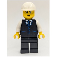Construction Foreman, Black Suit, White Hard Hat (fig-015216)