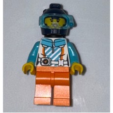 Diver, White, Medium Azure, and Orange Wetsuit, Black Airtanks, Dark Blue Helmet (fig-015237)