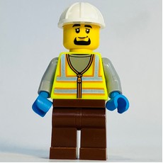 Harbor Worker, Vibrant Yellow Safety Vest, Reddish Brown Legs, White Helmet (fig-015246)