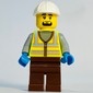 Harbor Worker, Vibrant Yellow Safety Vest, Reddish Brown Legs, White Helmet