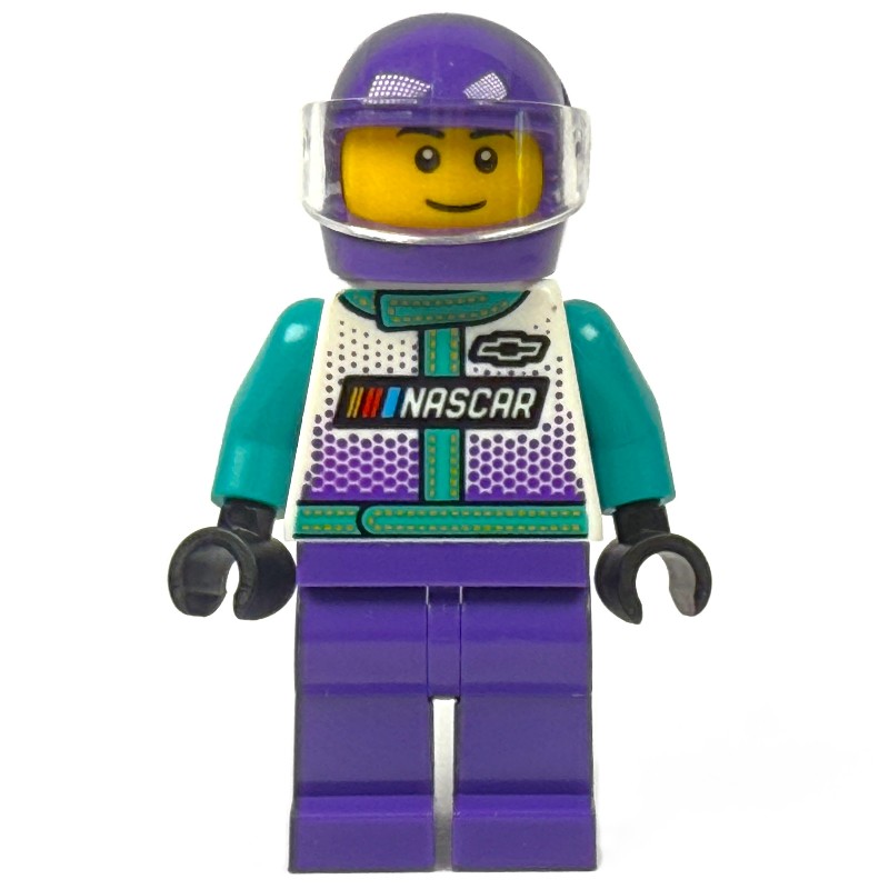 LEGO Set fig-015347 Race Driver, Dark Turquoise, White, and Dark Purple ...
