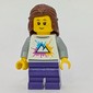 Girl, White Shirt, Dark Purple Legs, Reddish Brown Hair