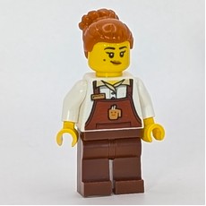 Barista, Reddish Brown Apron, Dark Orange Hair (fig-015351)
