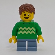 Boy, Bright Green Sweater, Short Sand Blue Legs (fig-015352)