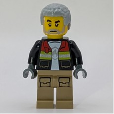 Firefighter, Open Jacket, Dark Tan Legs, Light Bluish Gray Hair (fig-015353)