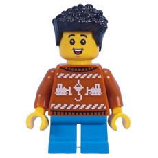 Kid, Dark Orange Sweater, Dark Azure Legs, Black Hair (fig-015467)