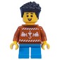 Kid, Dark Orange Sweater, Dark Azure Legs, Black Hair