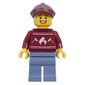 Dark Red Sweater, Sand Blue Legs, Reddish Brown Cap