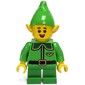 Elf / Postal Elf - Bright Green Torso, Green Legs, Bright Green Hat, Dark Green Collar, Open Mouth Smile