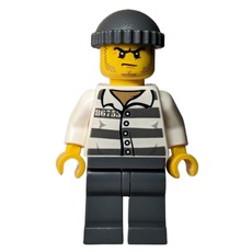 Criminal, Prison Shirt with #86753, Dark Bluish Gray Legs, Dark Bluish Gray Hat (fig-015676)